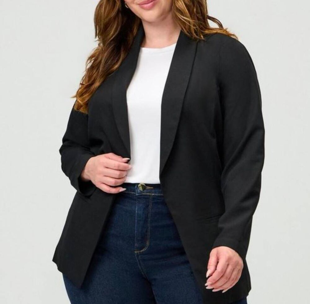 Torrid black classic shawl collar open front Blazer Womens 1X 14/16W